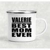 Designsify Gifts, Valerie Best Mom Ever, 12oz Camping Mug Stainless Steel Enamel Tea-Cup with Handle, for Birthday Anniversary Mom Dad Parents Fathers Mothers Day Party, to Men Women Him Her Friend