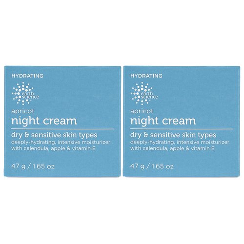 EARTH SCIENCE - Apricot Night Cream with Hydrating Apricot and Vitamin E for Dry Skin (2pk, 1.65 oz)