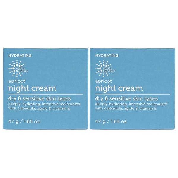 EARTH SCIENCE - Apricot Night Cream with Hydrating Apricot and Vitamin E for Dry Skin (2pk, 1.65 oz)