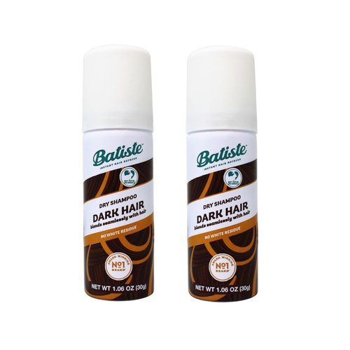 Batiste Dry Shampoo Instant Hair Refresh, Dark Hair, Blends Seamlessly, No White Residue, Travel Size 1.06 oz (Pack of 2)