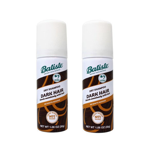 Batiste Dry Shampoo Instant Hair Refresh, Dark Hair, Blends Seamlessly, No White Residue, Travel Size 1.06 oz (Pack of 2)
