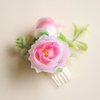 Fangsen Pink Berry Rose Hair Comb Festival Headpiece for Holiday Cosplay Women Party Silver (#524)