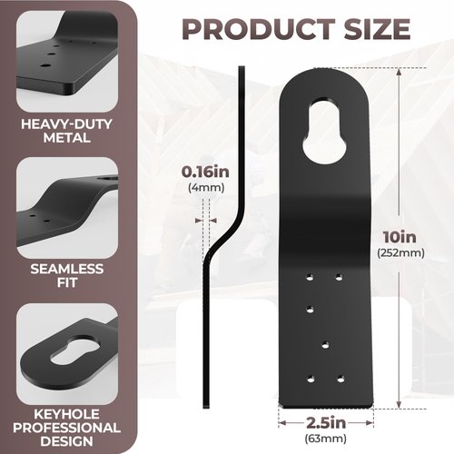 NOORSUMD 3 Pcs Roof Safety Anchor Hitch Clip, Permanen Roof Anchor for Fall Protection Connect to Wood Surface,Roofing Anchor Bracket Use with Other Roof Safety Equipment(Aluminum - Black)