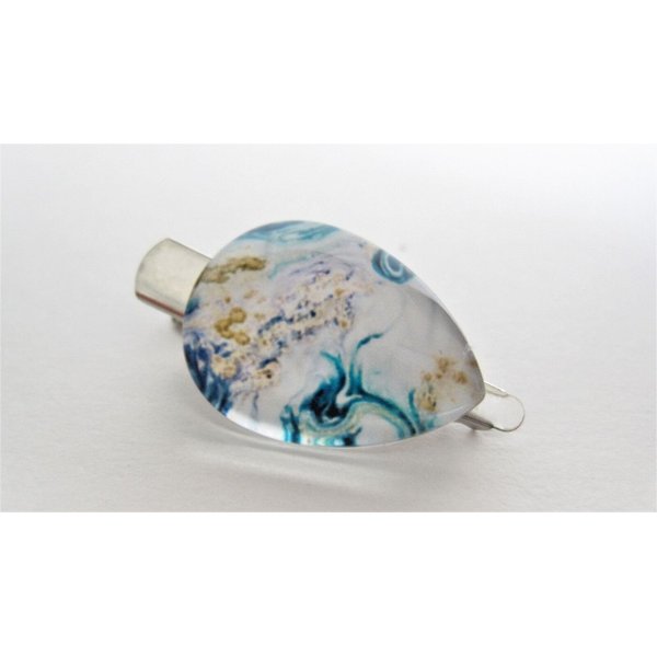 Small whit blue gold imitation stone alligator hair pin clip barrette for fine (Clip quantity: 2 clips)