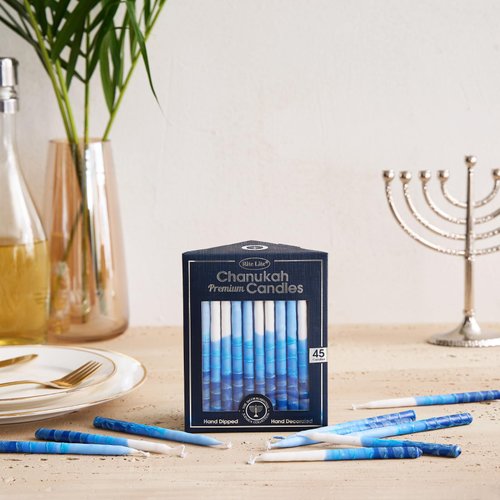 Rite Lite Premium Dripless Blue & White Hanukkah Candles - Bulk Value Pack of 45 - Decorative & Fits Most Menorahs Jewish Holiday Party Favors Accessories Decorations for All 8 Nights of Chanukah