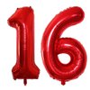 GOER Number 16 Balloons for 16th Birthday Sweet 16 Party Decorations,42 Inch Jumbo Foil Helium 61 Balloons for 61st Birthday Party Decoration (Red)