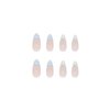 Daisy Press on Nails Medium Almond Fake Nails Full Cover White French tip False Nails with Design Flower Stick on Nails Spring Summer Light Blue Glue on Nails Acrylic Nails for Women Girls Manicure