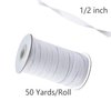 1/2 Inch Elastic Bands for Sewing, 50 Yards Length Flat Stretch Elastic Cord for Crafts DIY Sewing (White)