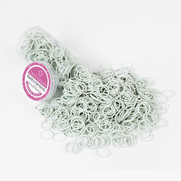 JASVRELIN Small White Rubber Bands for Hair, Tiny Mini Toddler Hair Ties Elastic RubberBands Ponytail Holder Scrunchies for Girls Baby Women 1/2 inch 1000pcs