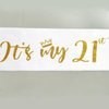 It’s My 21st Birthday Sash,21st Birthday Sash,Glitter Letter 21st Birthday Sash for Girls,Happy 21st Birthday Party Decorations,White and Gold