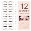 Eyebrow Stencil Kit, Professional Waterproof Brow Powder Stamp，One Step Brow Powder Stamp Makeup with 12 Reusable Eyebrow Stencils＆1 liquid concealer 04# (Black brow)