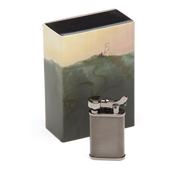Kiribi Kabuto Short Black Nickel Pipe Lighter