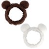 Ondder 2Pcs Bear Ears Headband, Coffee & White, Soft Spa Hair Band for Washing Face, Facial Skincare, Makeup, Yoga, Exercise, Party, Women