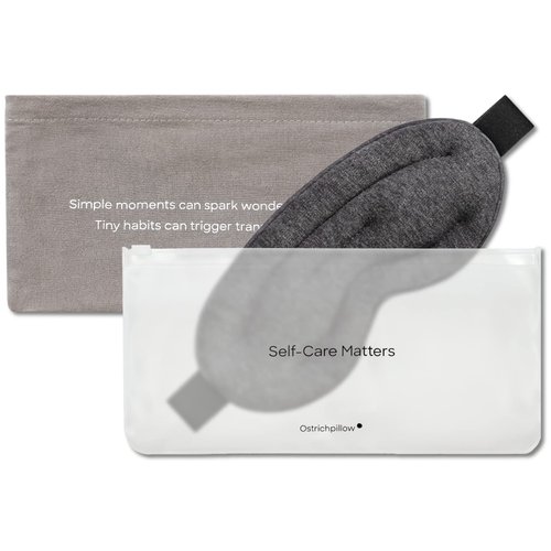 Ostrichpillow Hot & Cold Eye Mask - Clay Beads Hot Cold and Compression Therapy for Dark Circles, Eye Bags, Dry Eyes, Headaches, Migraines - Velcro Closure 2 Protective Bags Included