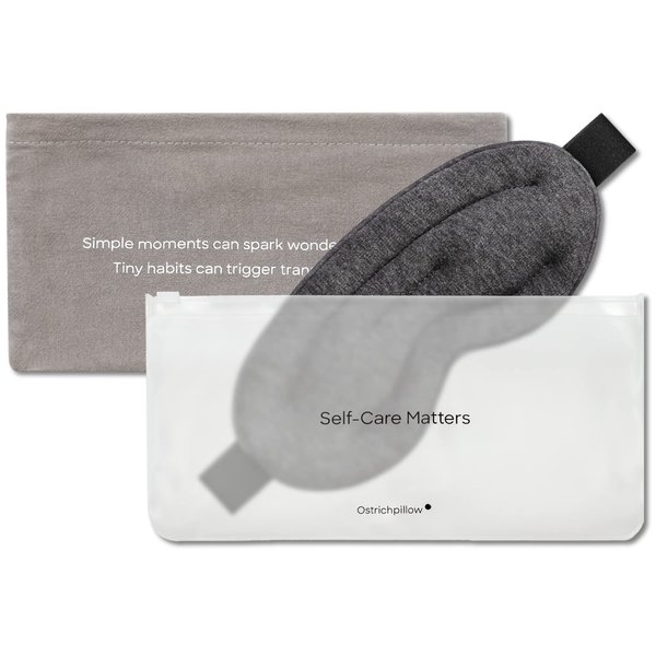 Ostrichpillow Hot & Cold Eye Mask - Clay Beads Hot Cold and Compression Therapy for Dark Circles, Eye Bags, Dry Eyes, Headaches, Migraines - Velcro Closure 2 Protective Bags Included