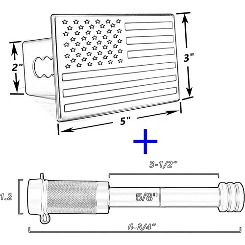 Synrroe American Flag Aluminum Trailer Hitch Cover (Fits 2" Receivers, Black) (F)