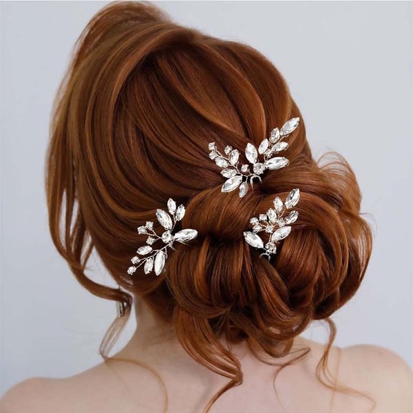 Foyte Wedding Hair Pins Bride Rhinestone Hair Pieces Crystal U-shaped Bridal Hair Accessories for women and girls (rhinestone)