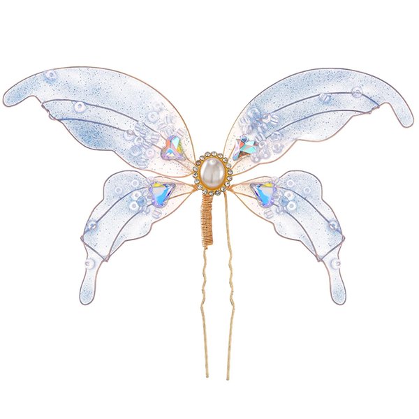Butterfly Hair Clips Renfaire Accessories - Fairy Hair Clips with Pearl Elf Hair Clip Pink Butterfly Wings Hair Barrettes Hair Accessories for Renaissance Halloween Wedding Christmas Prom for Women