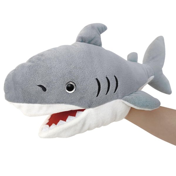 JUSTQUNSEEN Shark Hand Puppet Realistic Plush Puppet 13",Shark Puppets for Kids Ocean Animal Hand Puppet with Moveable Mouth,Soft Stuffed Shark Puppet Story Toys Shark Puppets Role Play Teaching Gift