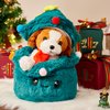 Christmas Stuffed Animals Dog Plush Toy & Christmas Tree Plush Decorations,Christmas Plushies Gifts for Kids,Cute Stuffed Puppy Festival Tree Shaped Plushie,Perfect for Xmas Decor & Storing Toy (2Pcs)