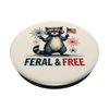 Feral and free Raccoon Patriotic 4th of July Feral But Free PopSockets Adhesive PopGrip