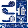 16th Birthday Decorations for Boys Girls, Happy 16th Birthday Banner Blue and Silver 16th Birthday Balloons Happy Birthday Backdrop Door Banner Confetti Balloons 16 Year Old Party Supplies