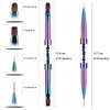 Ycyan 2Pcs Dual-ended Nail Design Brushes Rhinestone Handle UV Gel Nail Brush Set Professional Nail Art Tools Rainbow