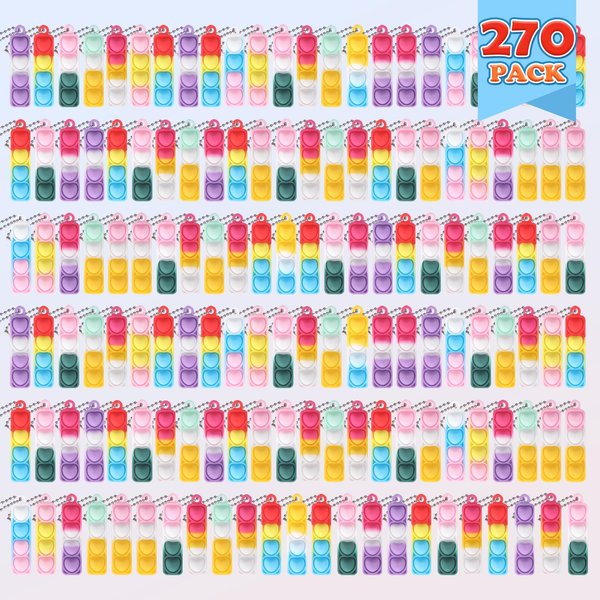 270Pcs Valentines Pop It Fidget Toys Bulk Party Favors for Kids Pop Keychain Sensory Toys Bag Fillers Pop Toddler Birthday Carnival Treasure Classroom Prizes Stress Reliever Anti-AnxietyToy