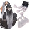 Black to Grey Gray Braiding Hair Extensions for Braids 24 inch 3 Packs Synthetic Hair for Braiding