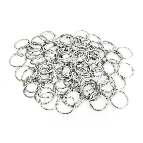 Loose Leaf Binder Rings 1-Inch（100 Pack） Office Metal Book Rings, Nickel Plated Steel Key Rings for School，Sliver
