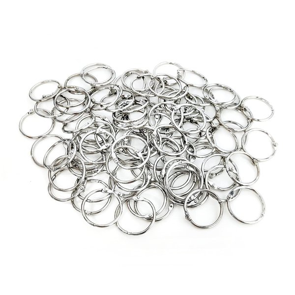 Loose Leaf Binder Rings 1-Inch（100 Pack） Office Metal Book Rings, Nickel Plated Steel Key Rings for School，Sliver