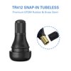 CKAuto TR412 Rubber Snap-in Short Black Tire Valve Stem for Tubeless 0.453 Inch 11.5mm Rim Holes on Standard Vehicle Tires (5pcs/Bag)