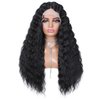 Quick Wig Curly Lace Front Wigs Long Loose Deep Wigs HD Lace Black Synthetic Curly Wig Middle Part Deep Wave Wig for Women Crimps Curls Wigs for Daily Party Use