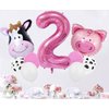 InBy 18pcs Farm Animal Balloon for 2nd Birthday Party Decorations Pig Cow Head Second Farm Animal Theme Balloon Garland Arch 40" Number 2 Foil Balloon 12" Latex Balloon Baby Girl Shower Party Supplies