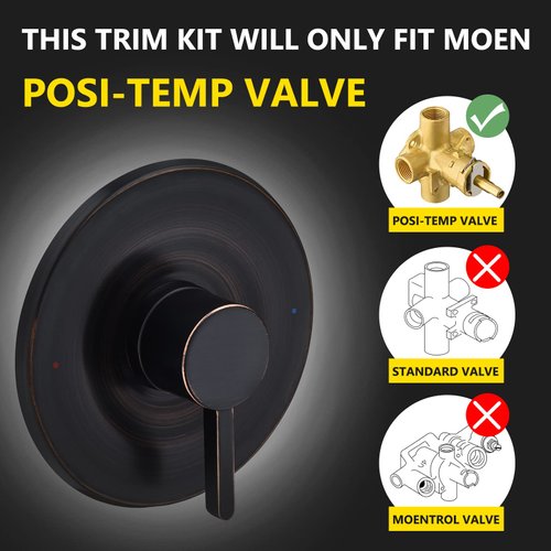 Shower and Tub Trim Kit, Compatible with Moen Posi-Temp Valve, Oil-Rubbed Bronze
