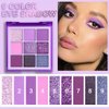 Purple Pink Lavender Glitter Shimmer Eye Shadow Makeup Palette ,9 Colors Highly Pigmented Waterproof Violet Mauve Dark Purple Silver Pearl White Glitter Shimmer Sparkling Party Eyeshadow (9-purple)