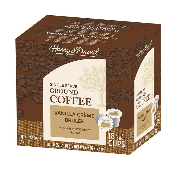 Harry & David Single Serve Ground Coffee Vanilla Creme Brûlée , One Box of 18 Servings