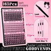 Goddvenus Lash Clusters Kit Wispy Individual Lashes Extension Kit Natural DIY Cluster Eyelash Extensions Kit C Curl Fluffy Waterproof Eyelashes Clusters (165pcs 10-18mm)
