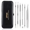 JPNK Blackhead Remover Tool Comedones Extractor Acne Removal Kit for Blemish, Whitehead Popping, 6 Pcs Zit Removing for Nose Face Tools with a Leather Bag