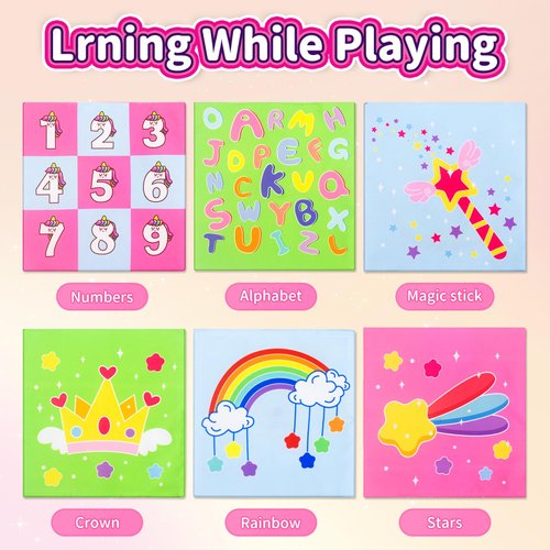 usrela Baby Toys 6 to 12 Months - Tissue Box Toy, Baby Toys for 6 12 18 Months, Unicorn Tissue Learning Toys with Alphabet Number Color Sound, Baby Sensory Toys Gifts for 6 9 12 18 Months Old