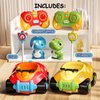 Uregoio 2 Pack Remote Control Cars for Toddlers 1-3, Dinosaur Car for Kids Age 2-4, Babies Toys for 18+Months, RC Car with LED Lights & Music, Boys and Girls Christmas Birthday Gifts 2 3 4 5 Years Old