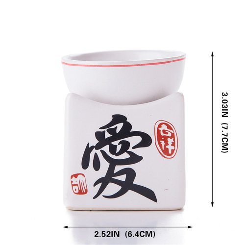 Feng Shui Zen Ceramic Essential Oil Burner Diffuser Tea Light Holder Great For Home Decoration & Aromatherapy "LOVE" OLBA104