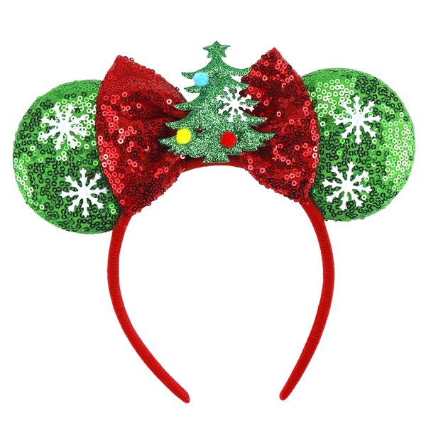 Christmas Headbands Xmas Bows Snowflake Hairband Christmas Tree Green Glitter Head Hoop Christmas Party Hair Accessories for Girls Women Birthday Party New Year Wedding Celebration Gift