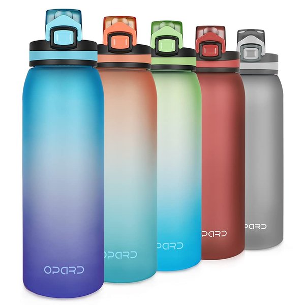 Opard 30oz Sports Water Bottle with Leak Proof Flip Top Lid BPA Free Tritan Reusable Plastic for Gym and Outdoor