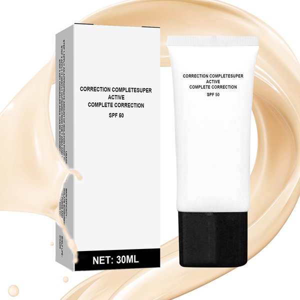 WENJLYJ Skin Tone Adjusting CC Cream,Colour Correcting Self Adjusting for Mature Skin Full-Coverage CC Cream Tinted Moisturizing Foundation,Pre-makeup Primer Skin Concealer Brightening Skin Tone(Ivory)