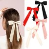 Hair Ribbon Bow Clips for Women Girls-4PCS Tassel Ribbon Bowknot With Long Tail,Silky Satin Hair Bows Hair Clips,Bowknot Aesthetic Hair Accessories For Toddlers Teens Kids