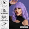 andromeda Purple Wig with Bangs Soft Short Bob Wavy Wigs for Women Synthetic Shoulder Length Women's Curly Wigs for Halloween Costumes Cosplay Daily (Purple)