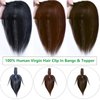 Bangs Hair Clip, Clip in Bangs Hair Toppers for Women 100% Real Human Hair, Clip on Bangs 360° 3D Cover Wispy Fake Clip in Hair Extensions for Women Daily (Mocha Brown, 3D 7 * 9 French Bangs)