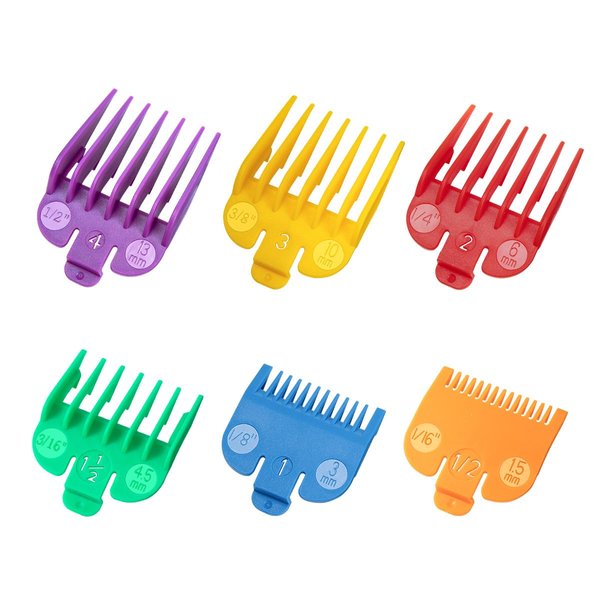 Clipper Guards Set Fits for Most Wahl Clippers and Babyliss FX870, Color Coded Clipper Guides Replacement - 1/16" to 1/2", 6 Piece Set