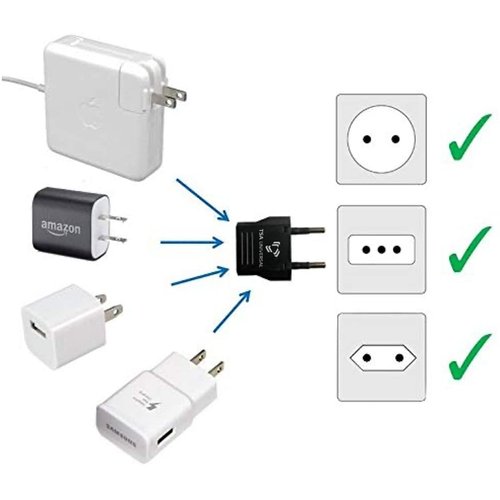 United States to Ethiopia Travel Power Adapter to Connect North American Electrical Plugs to Ethiopian Outlets for Cell Phones, Tablets, eReaders, and More (6-Pack, Black)